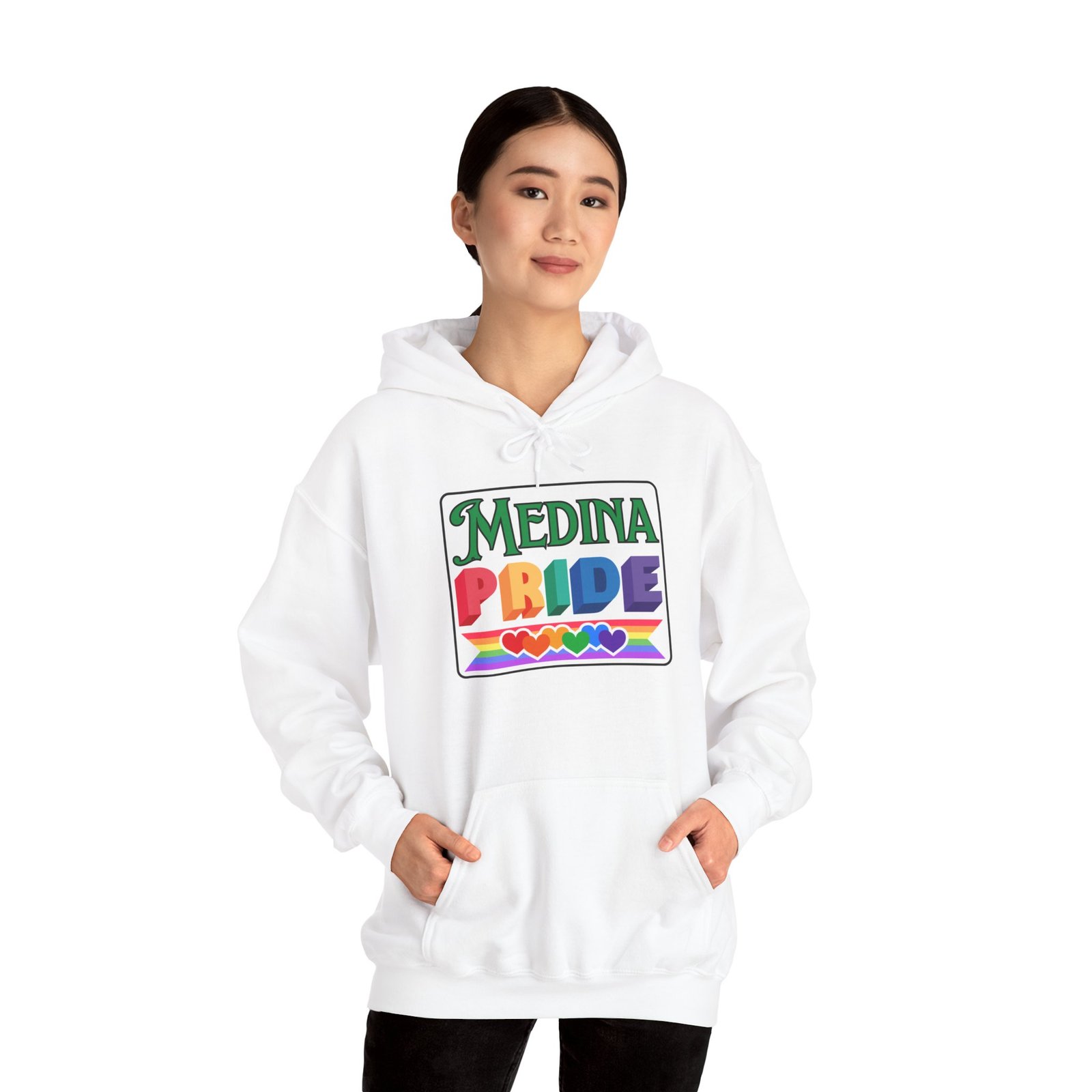 Medina Pride “Bee Proud” Hoodie – Bee Front, Pride Back (2025 Edition) - Image 2
